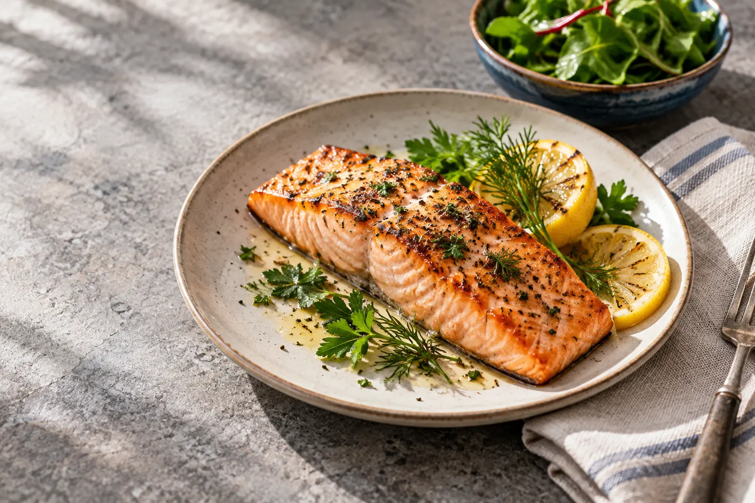 Salmon or other oily fish editorial food photograph