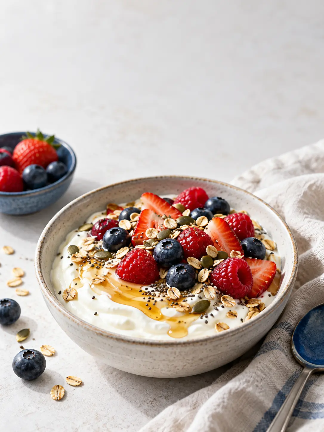 Greek-style yoghurt editorial food photograph